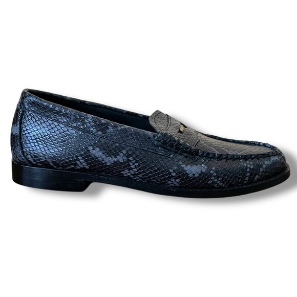 Bass Weejuns Womens Whitney Penny Loafer Sz 8 Gray Black Snake Embossed Leather - Picture 3 of 7